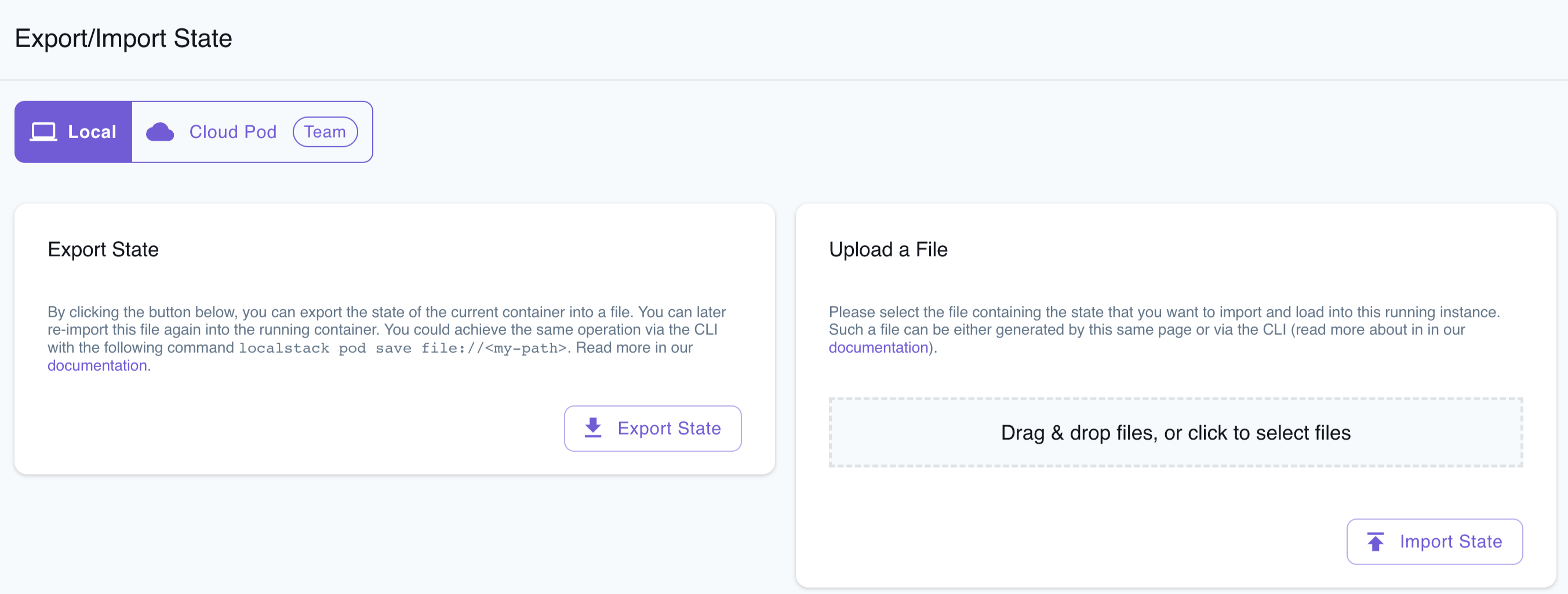 LocalStack Export/Import State Local Mode